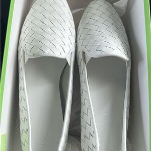 Sesto Meucci White Woven Flats